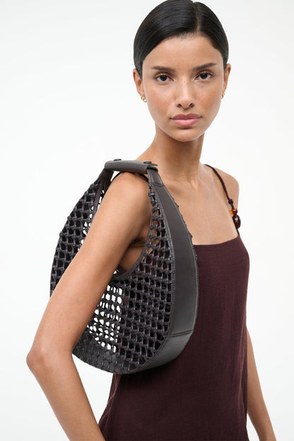 STAUD Moon Hand-Knotted Tote Bag Espresso