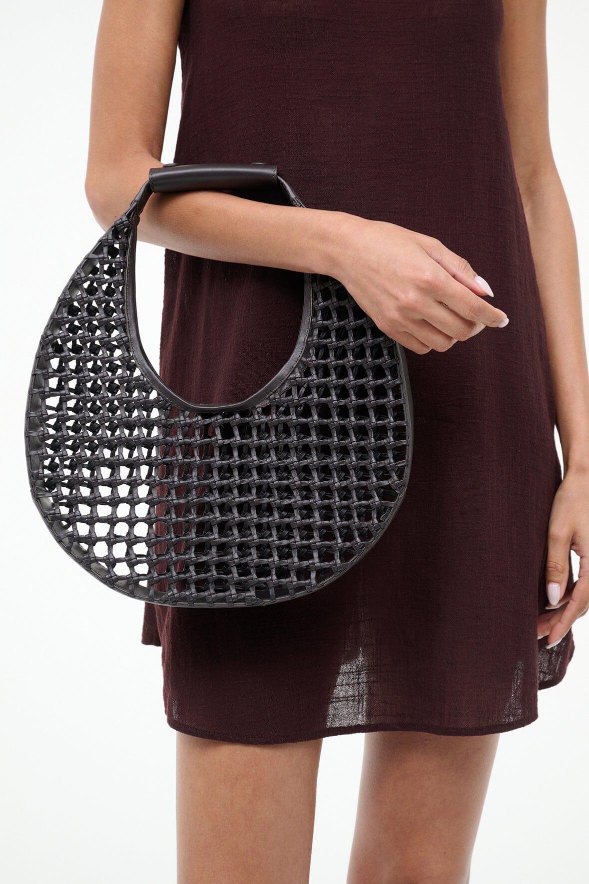 STAUD Moon Hand-Knotted Tote Bag Espresso