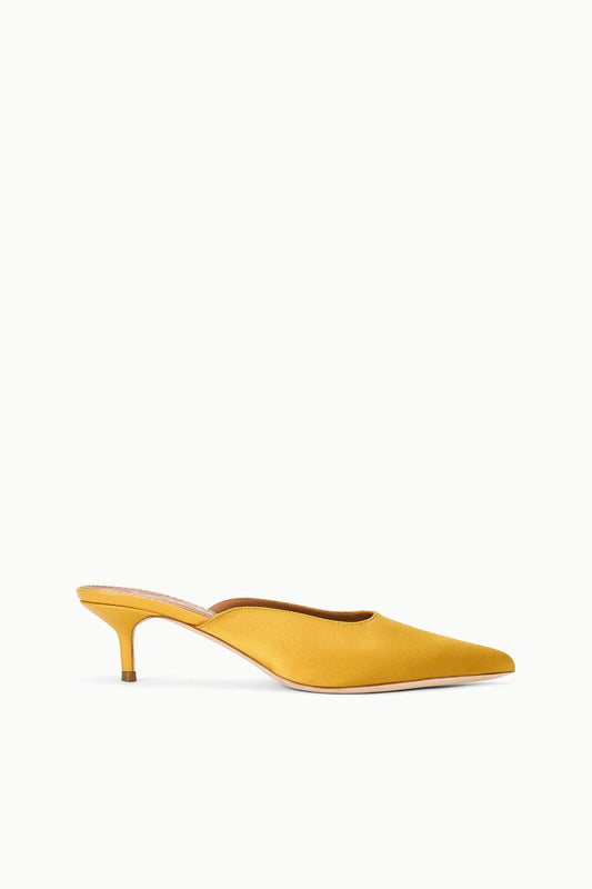 STAUD Sebastian Kitten Heel Mule Goldenrod Satin