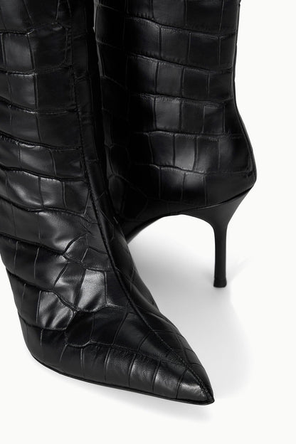 STAUD Sebastian High Heel Boot Black Croco