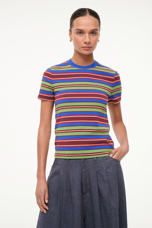 STAUD Weekend Crew Tee Spectrum Stripe