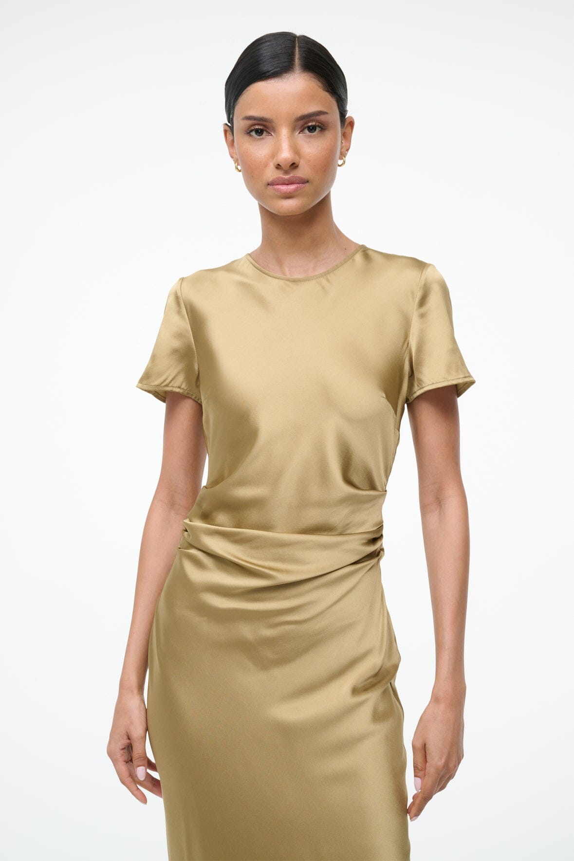 STAUD Marcel Silk Dress Antique