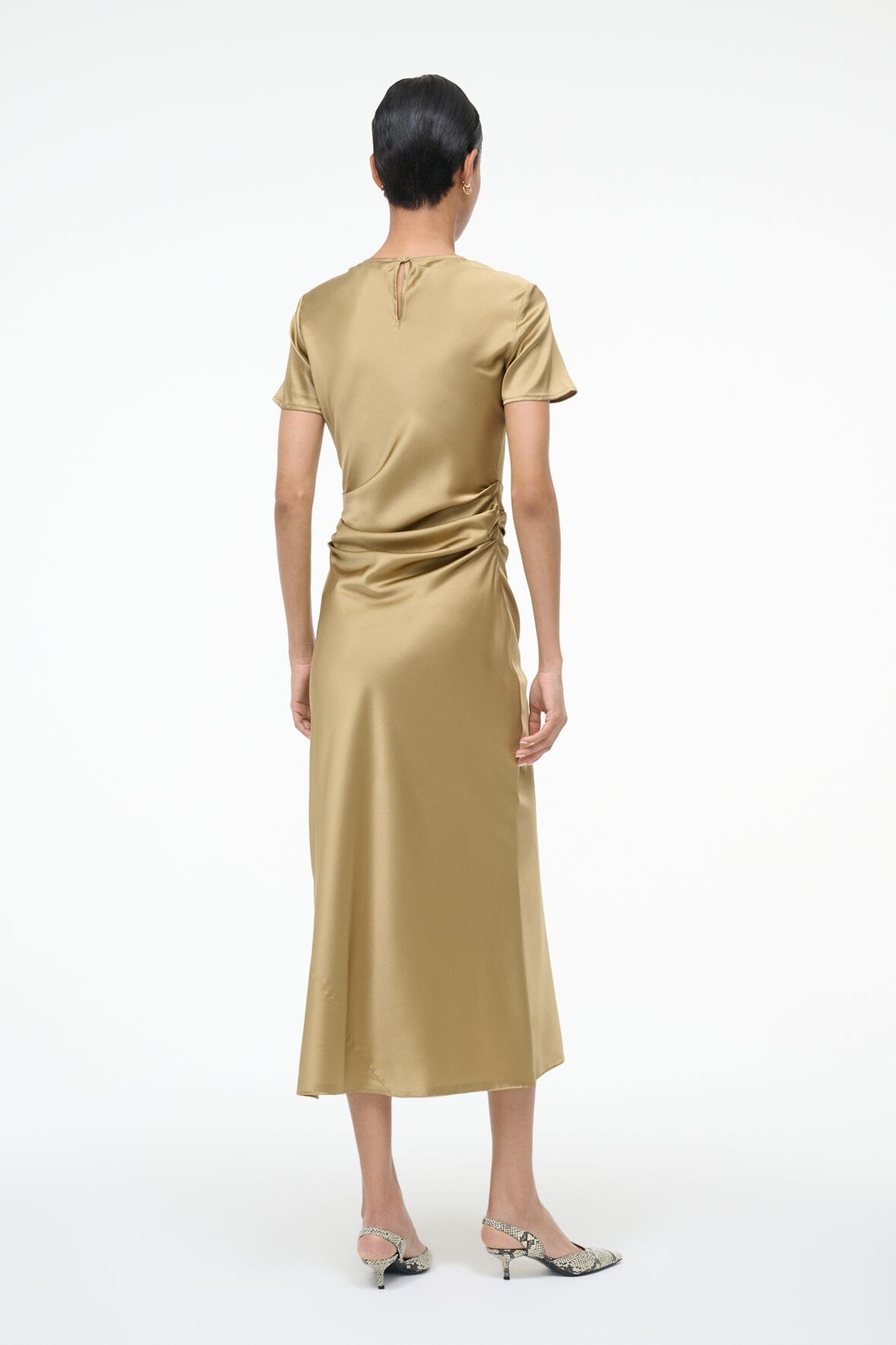STAUD Marcel Silk Dress Antique