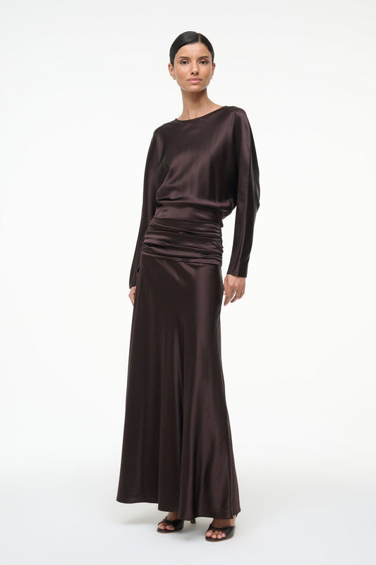 STAUD Freda Silk Dress Earth