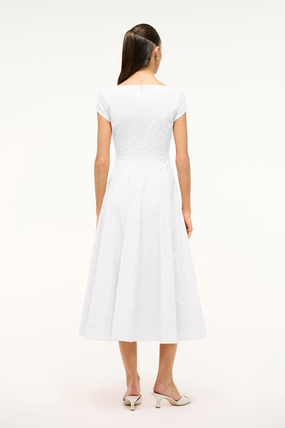 STAUD Short Sleeve Wells Dress White