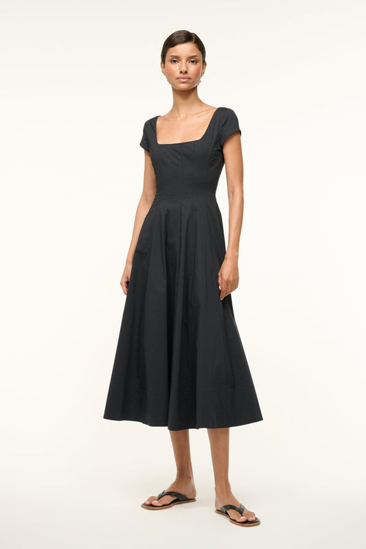 STAUD Short Sleeve Wells Dress Black