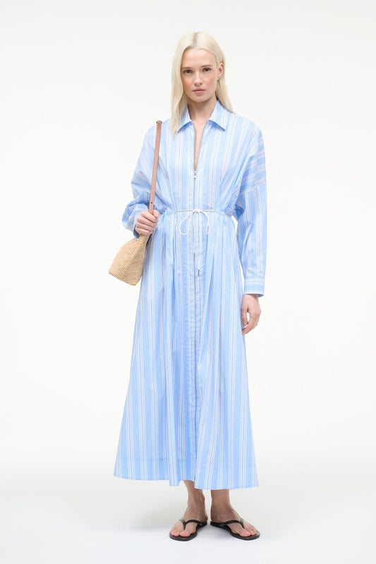STAUD Chi Midi Dress Ventura Stripe