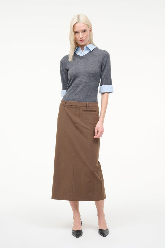STAUD Geo Dress Nutmeg Charcoal