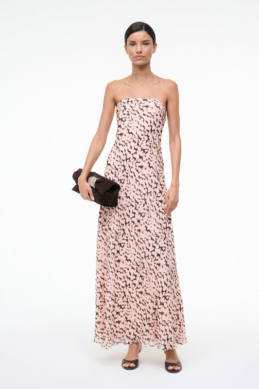 STAUD Cassie Silk Dress Almond Black
