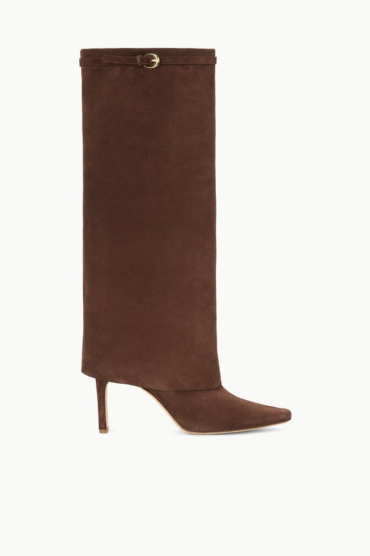 STAUD Wally Foldover High Heel Boot Mahogany Suede