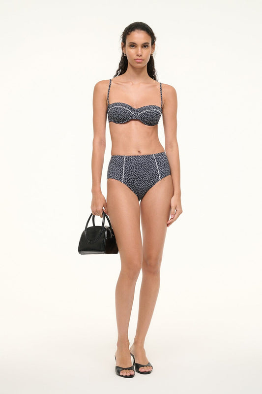 STAUD Brenton Bikini Bottom Black Woodblock Ditsy Floral
