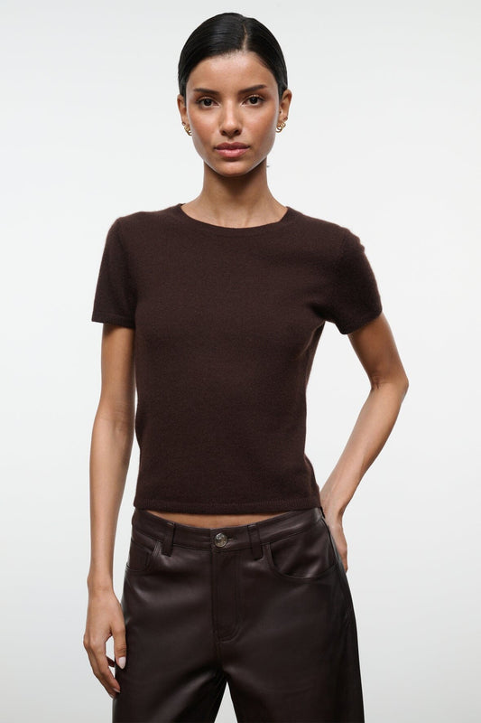 STAUD Easy Cashmere Tee Dark Chocolate