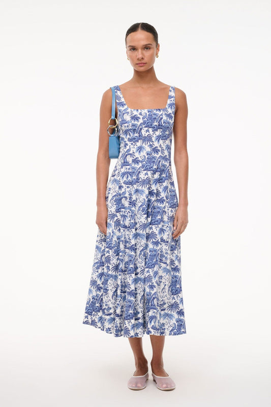 STAUD Wells Dress - China Blue Toile