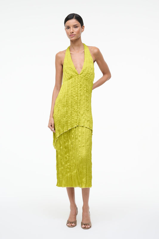 STAUD Laurie Dress Chartreuse