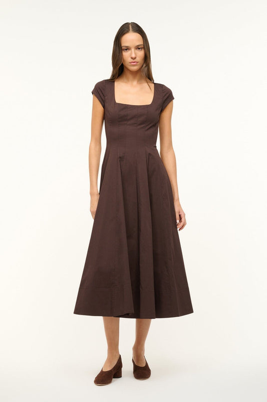STAUD Su26 Short Sleeve Wells Dress Earth