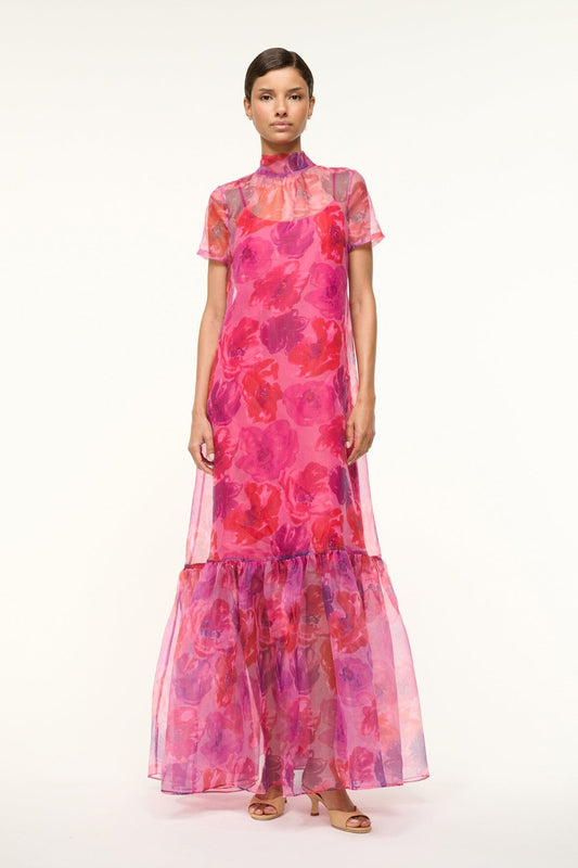 STAUD Calluna Dress Magenta Painted Floral