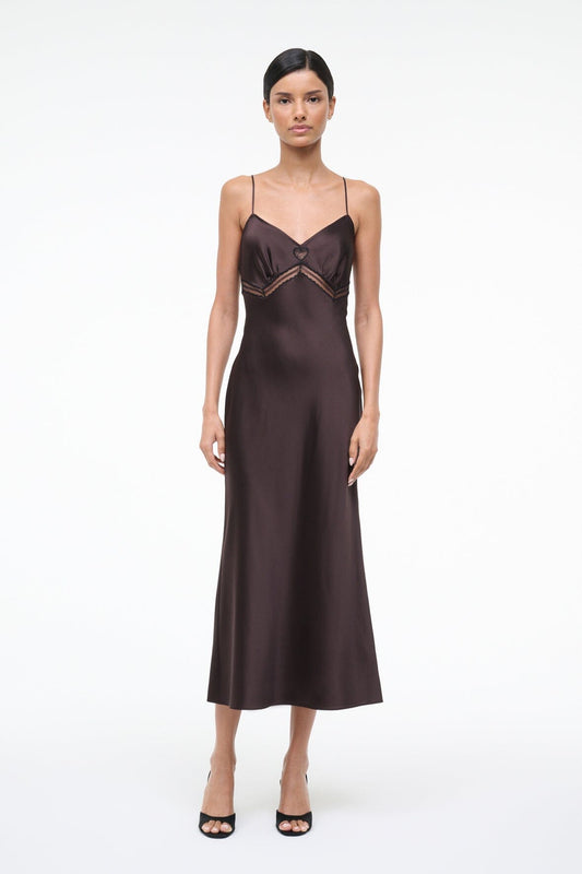 STAUD Terra Silk Dress Earth