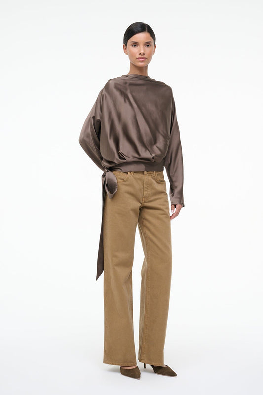 STAUD Phoebe Silk Top Truffle