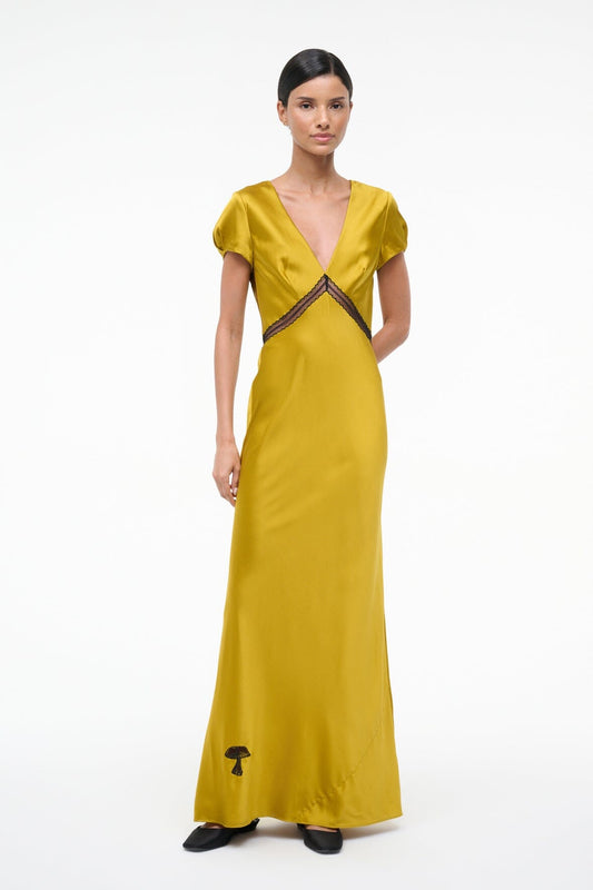 STAUD Sab Silk Dress Turmeric