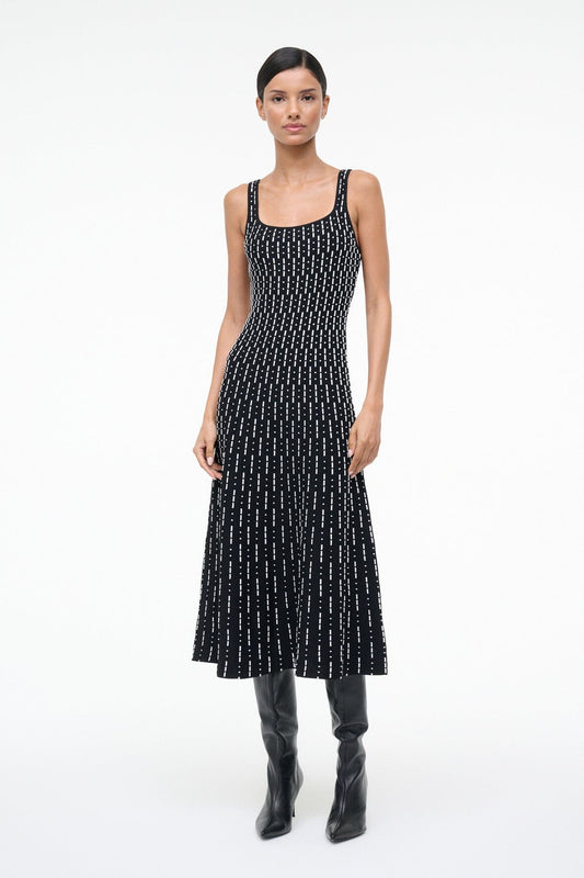 STAUD Ellison Dress Black Geo