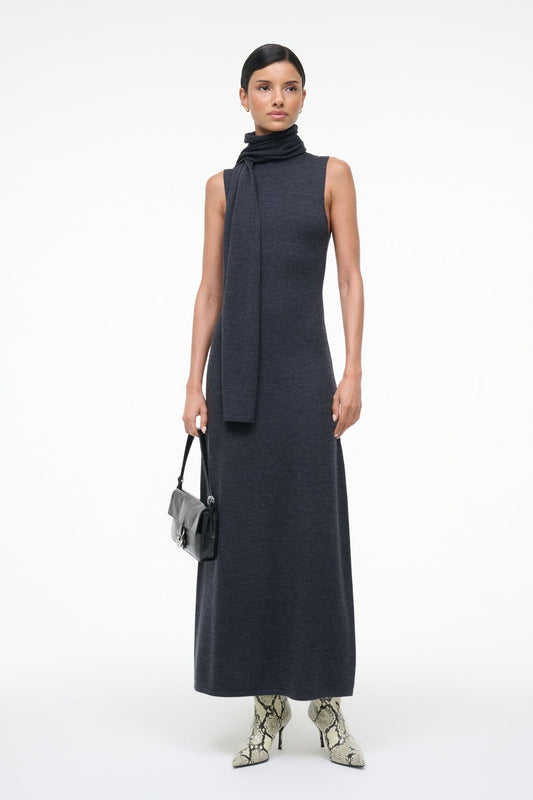 STAUD Canal Midi Dress Charcoal