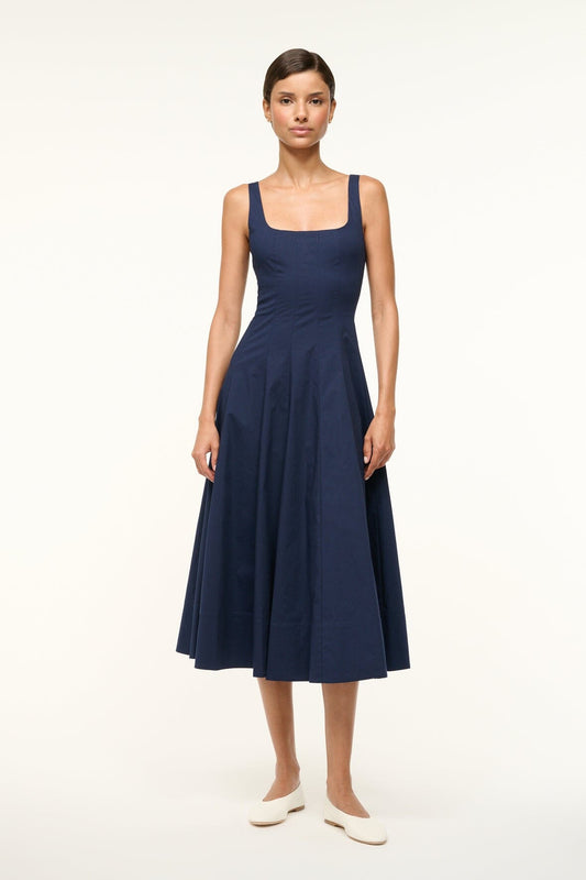 STAUD Wells Dress Navy 1