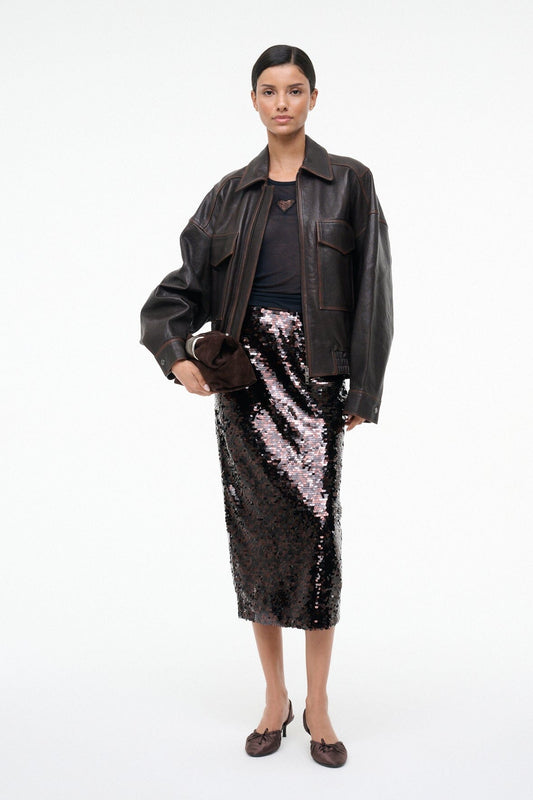 STAUD Ciara Skirt Espresso Black