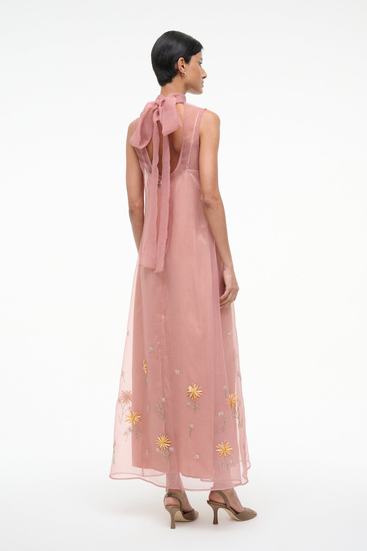 STAUD Albee Dress In Dahlia Daydream Pink - Organza Evening Gown