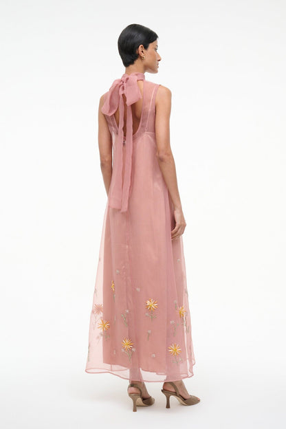 STAUD Albee Dress In Dahlia Daydream Pink - Organza Evening Gown