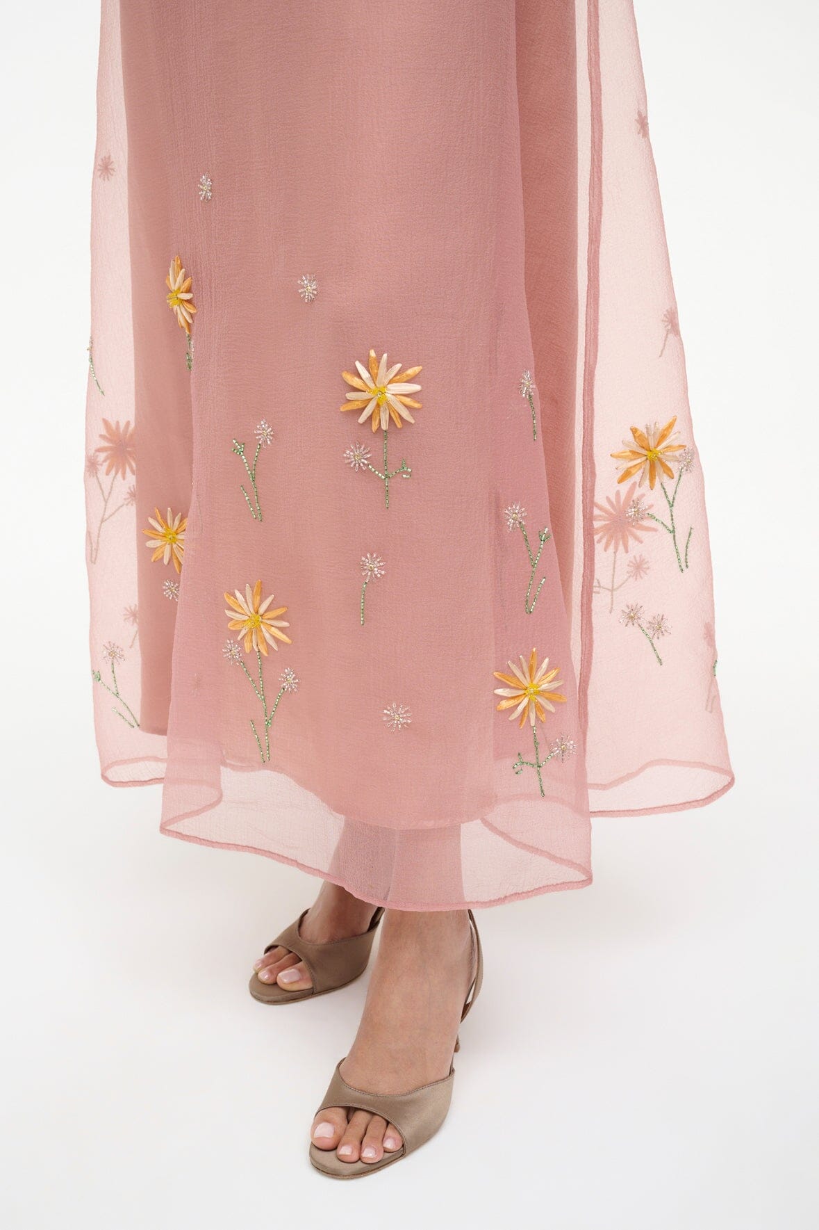 STAUD Albee Dress In Dahlia Daydream Pink - Organza Evening Gown