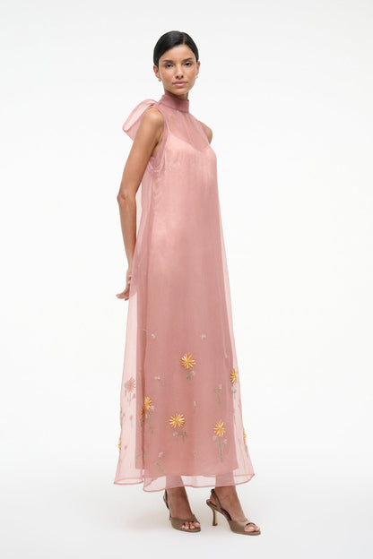 STAUD Albee Dress In Dahlia Daydream Pink - Organza Evening Gown