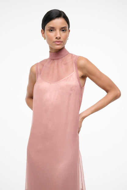 STAUD Albee Dress In Dahlia Daydream Pink - Organza Evening Gown