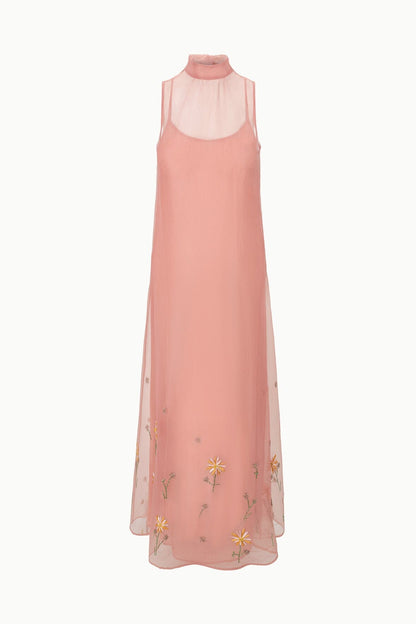 STAUD Albee Dress In Dahlia Daydream Pink - Organza Evening Gown