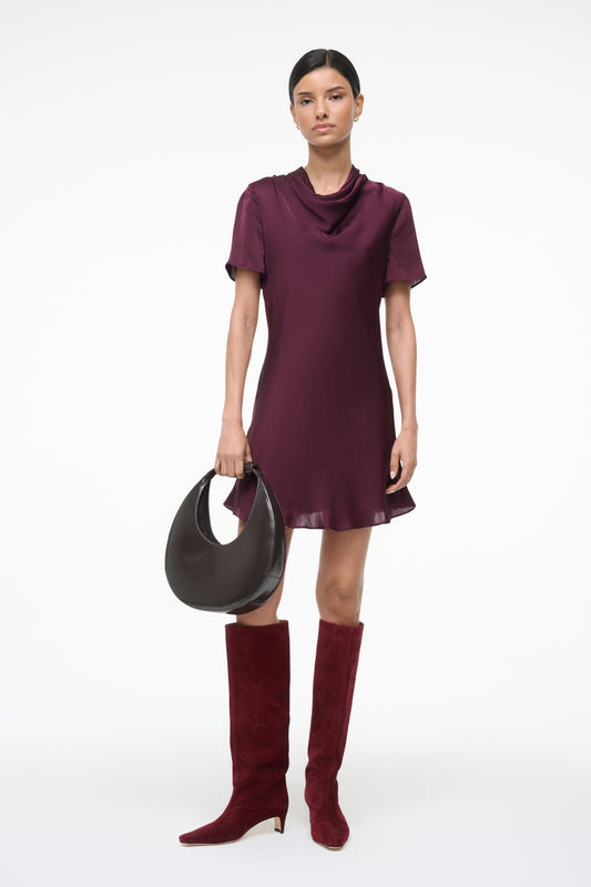 STAUD Iris Silk Dress Syrah