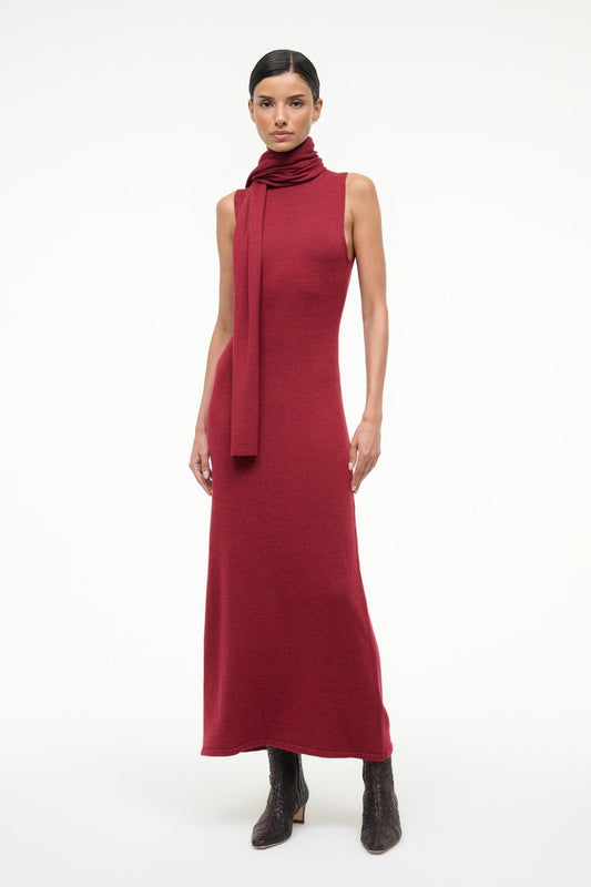 STAUD Canal Midi Dress Sangria