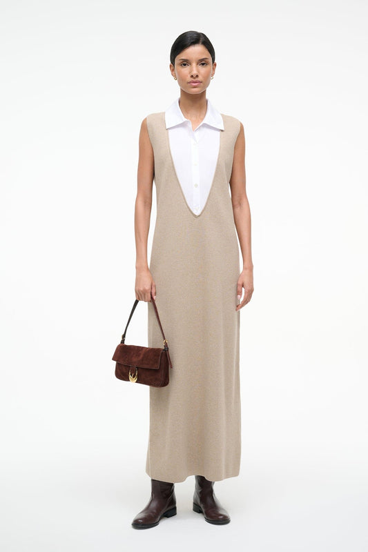 STAUD Leslie Dress Sand/White