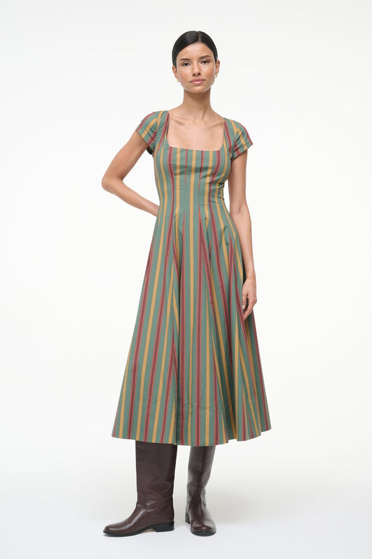 STAUD Short Sleeve Wells Dress Trailblazer Stripe