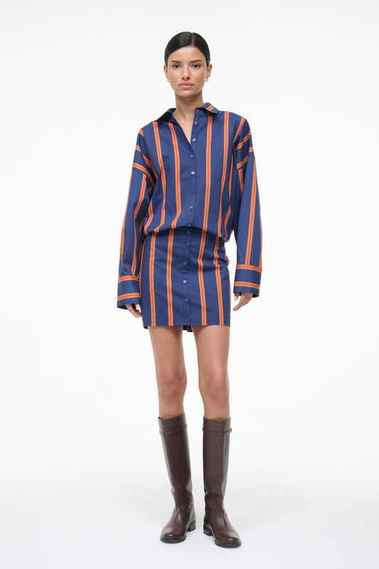 STAUD Cynthia Dress Railroad Stripe