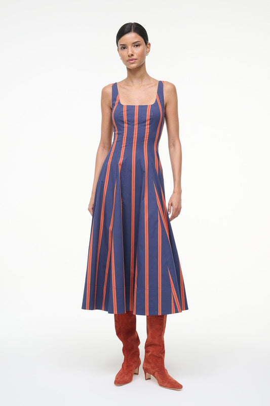 STAUD Wells Dress Railroad Stripe