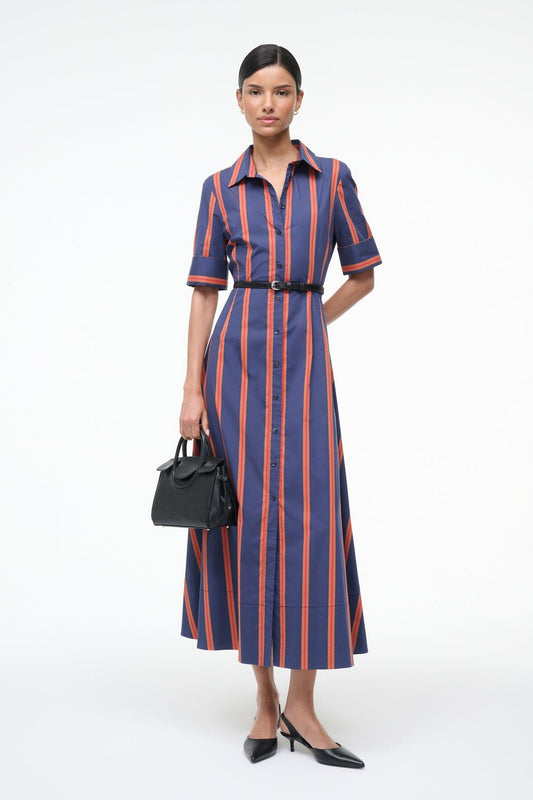 STAUD Joan Dress Railroad Stripe