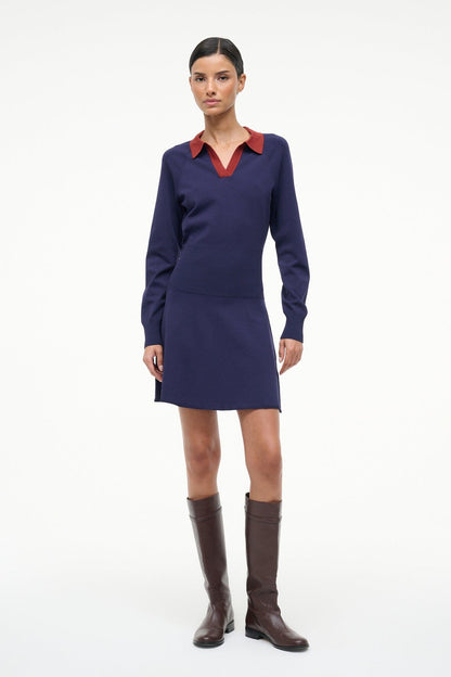 STAUD Gene Dress Navy Sangria