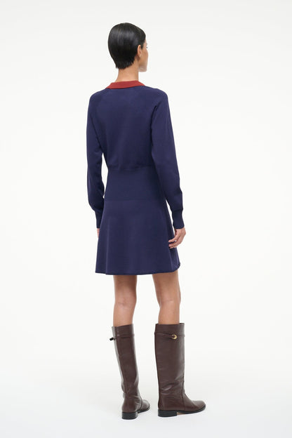 STAUD Gene Dress Navy Sangria