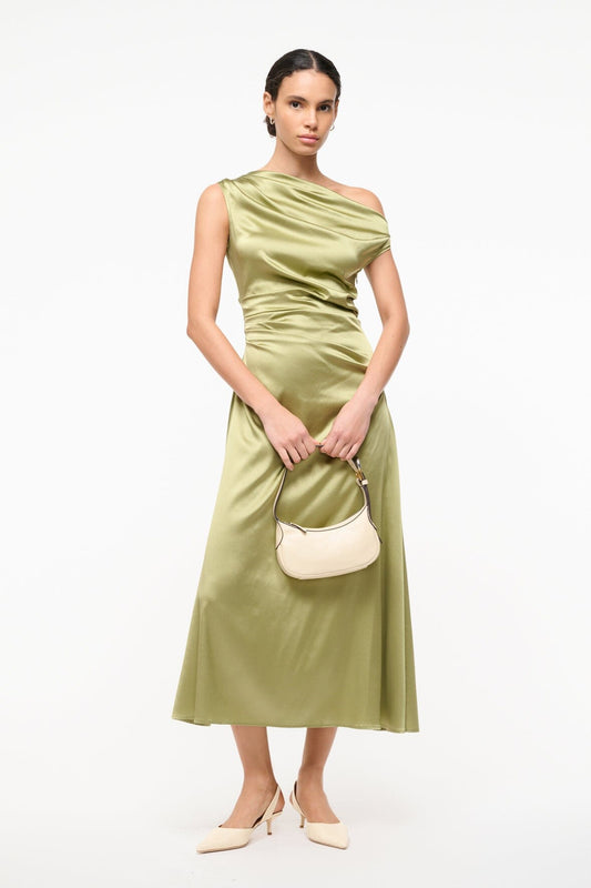 STAUD Phare Silk Dress Moss