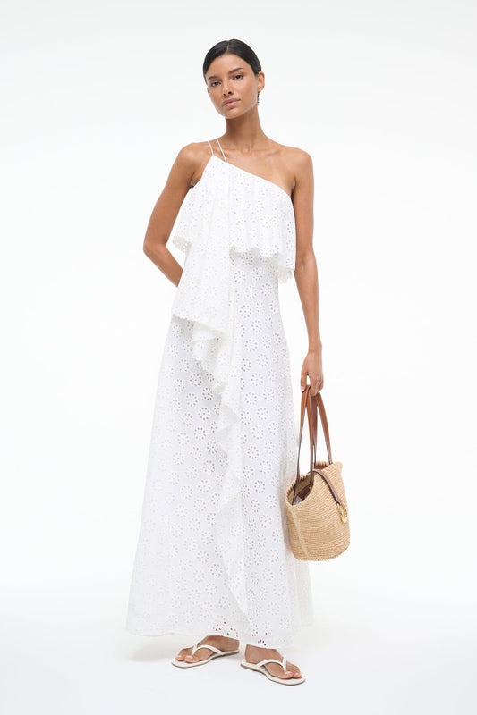 STAUD Isa Dress White Eyelet