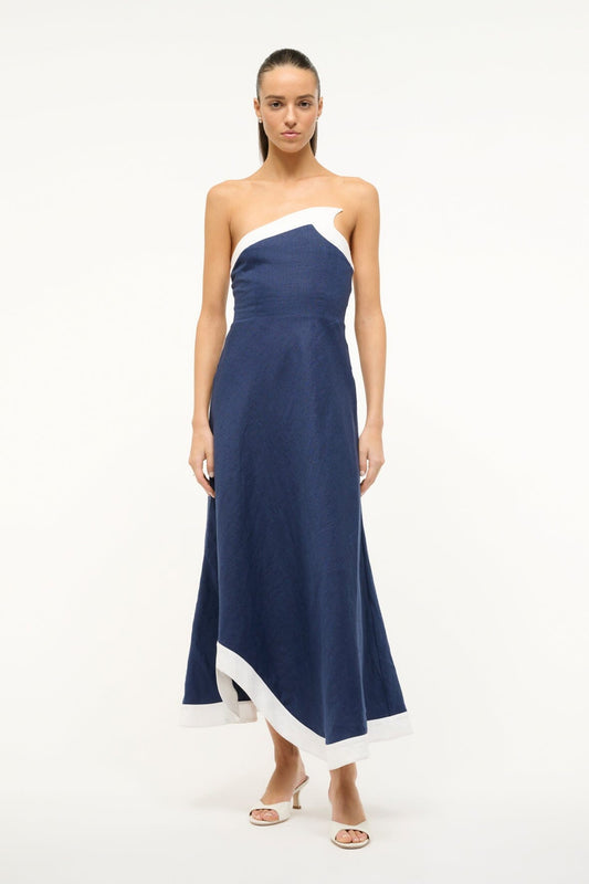 STAUD Sirani Dress Navy White