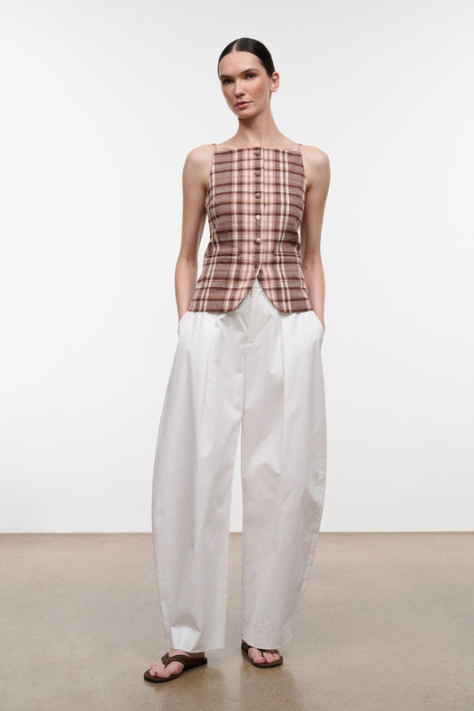 STAUD Una Top Tuscany Plaid
