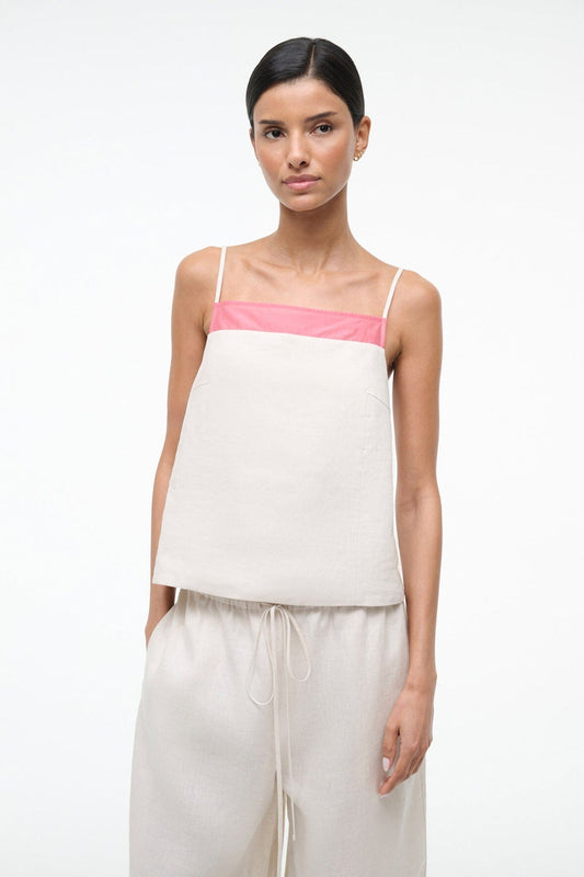 STAUD Maisie Linen Top Blush Canyon